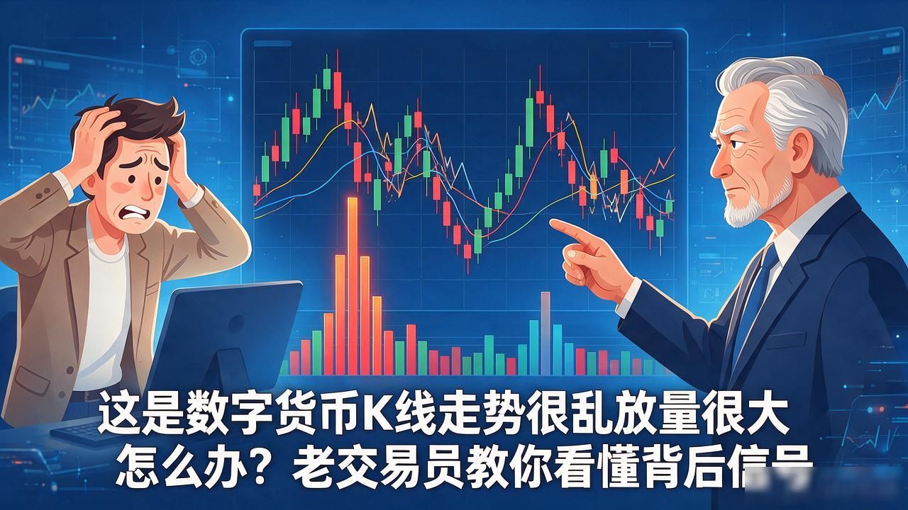 这是数字货币K线走势很乱放量很大怎么办？老交易员教你看懂背后信号