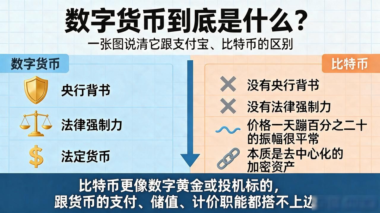 数字货币到底是什么？一张图说清它跟支付宝、比特币的区别
