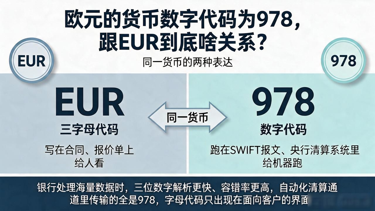 欧元的货币数字代码为978，跟EUR到底啥关系？