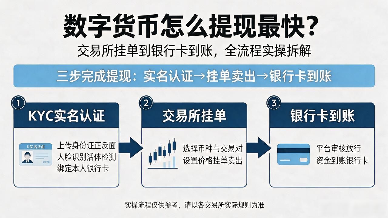 数字货币怎么提现最快？交易所挂单到银行卡到账，全流程实操拆解