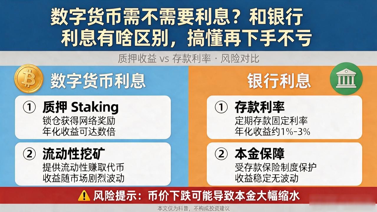 数字货币需不需要利息？和银行利息有啥区别，搞懂再下手不亏
