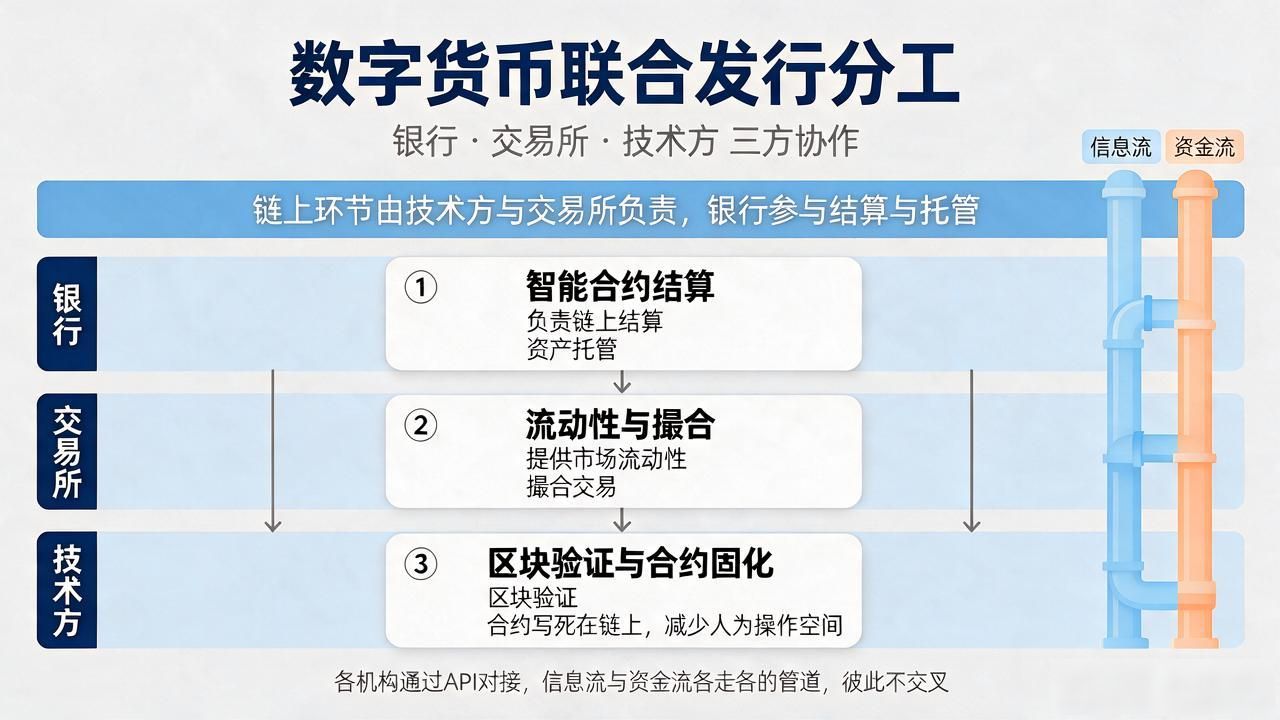 数字货币联合几家机构：银行、交易所、技术方怎么分工