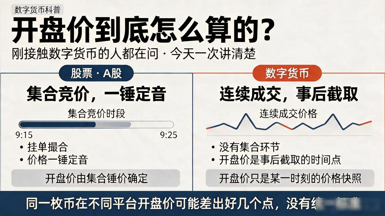 刚接触数字货币的人都在问：开盘价到底怎么算的？今天一次讲清楚