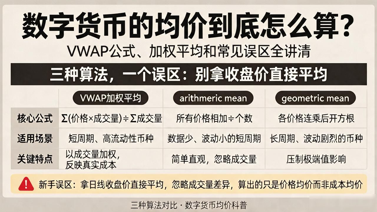 数字货币的均价到底怎么算？VWAP公式、加权平均和常见误区全讲清